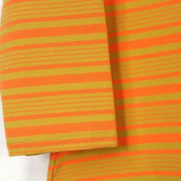 LuLaRoe Lynnae Shirt Top Tunic Mustard Gold Orange Striped L Large - Picture 8 of 8